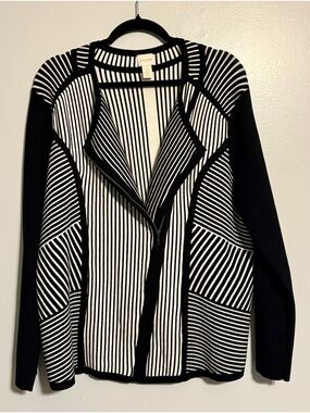 Chico’s Black & White Sweater/Jacket Size XL